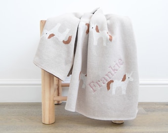 Couverture de bébé tricotée personnalisée - Couverture de bébé personnalisée - Couvertures de bébé unisexes - Bébé tricoté - Couverture de luxe classique - Licorne