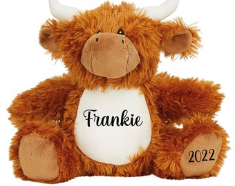 Personalised Name Baby Teddy Mini Baby Newborn Teddy Gifts Birthday Girls Boys Personalised Teddy Highland Cow Classic Teddy