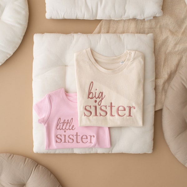 Bestickte Big Sister Little Brother Set - Baby Ankündigung Sweatshirt - Big Sis Top - ältere Geschwister Baby Ankündigung - Big Sister
