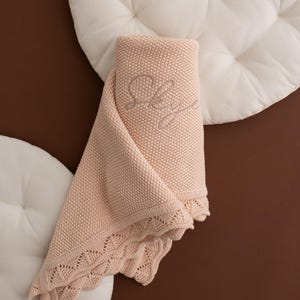 Personalized Knitted Cotton Baby Blanket: Embroidered Name, Soft Nursery Blanket