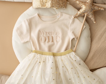 Tenue brodée Cake Smash - gilet d'anniversaire - haut premier anniversaire pour filles - sweatshirt un anniversaire - tutu et baguette