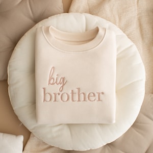 Embroidered Big Brother Sweatshirt Baby Announcement Sweatshirt Big Bro Top Older Sibling Baby Announcement Big Brother speckled image 5