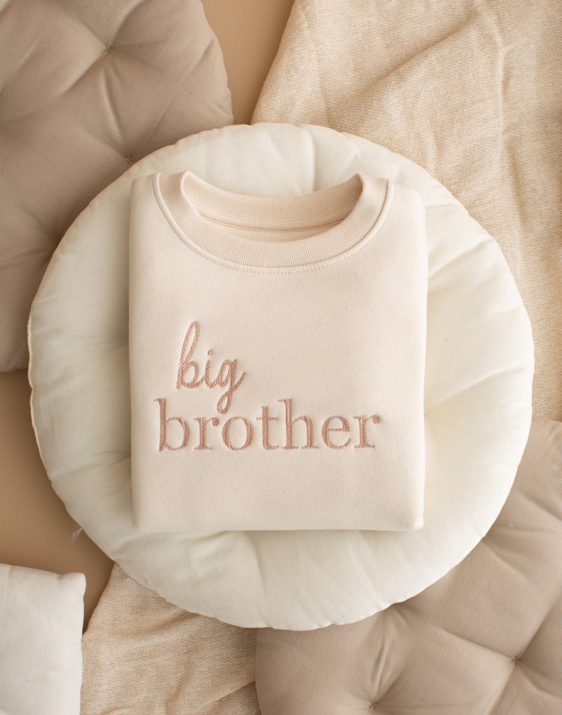 Embroidered Big Brother Sweatshirt Baby Announcement Sweatshirt Big Bro Top Older Sibling Baby Announcement Big Brother speckled image 5