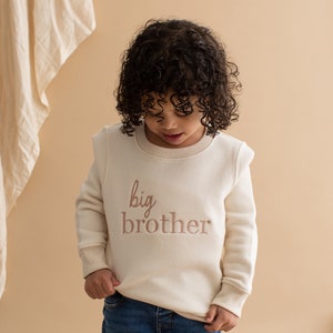 Embroidered Big Brother Sweatshirt Baby Announcement Sweatshirt Big Bro Top Older Sibling Baby Announcement Big Brother speckled image 3