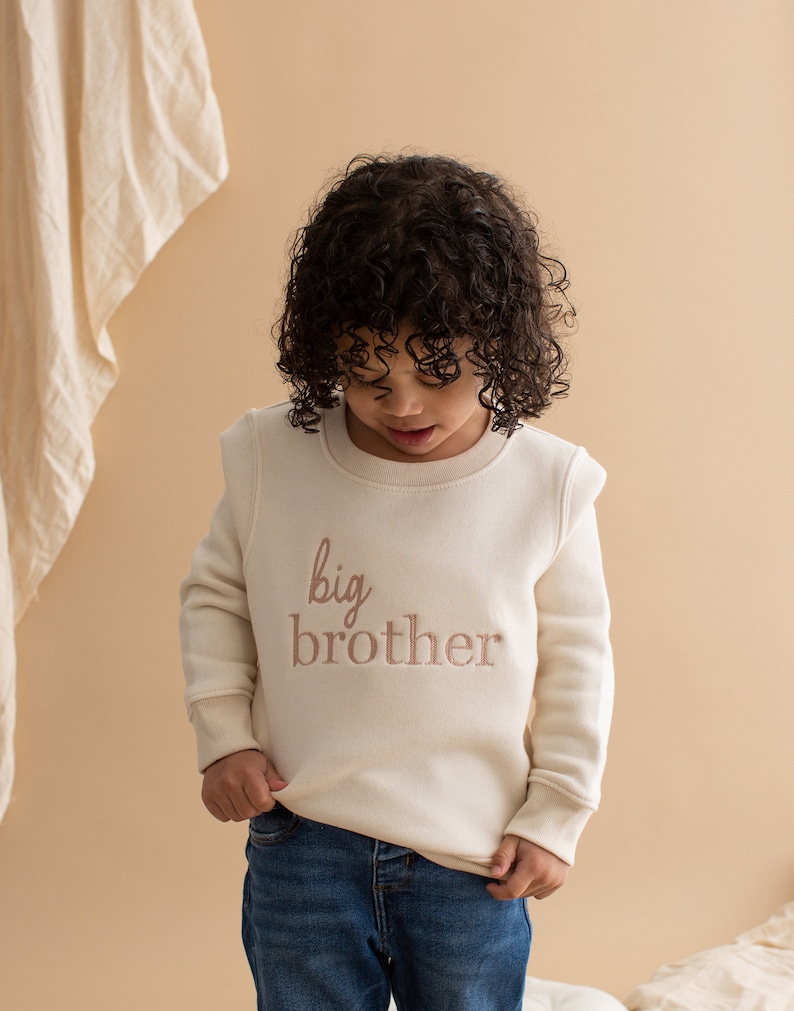 Embroidered Big Brother Sweatshirt Baby Announcement Sweatshirt Big Bro Top Older Sibling Baby Announcement Big Brother speckled image 3