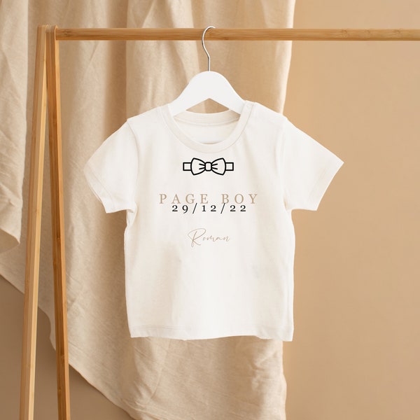 Personalised Page Boy T-shirt Boys Wedding Outfit Bridal Girls Gifts Flower Girl Mini Bridesmaid Page Boys Ring Bearer Outfit