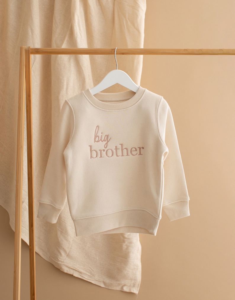 Embroidered Big Brother Sweatshirt Baby Announcement Sweatshirt Big Bro Top Older Sibling Baby Announcement Big Brother speckled image 4