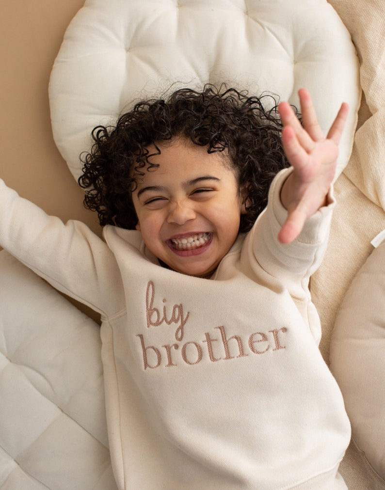 Embroidered Big Brother Sweatshirt Baby Announcement Sweatshirt Big Bro Top Older Sibling Baby Announcement Big Brother speckled image 1