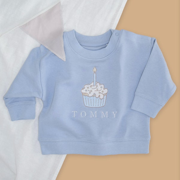 Embroidered Personalised First Birthday Sweatshirt - Birthday Sweatshirt - Girls Boys First Birthday Top - Cake - First Birthday Top