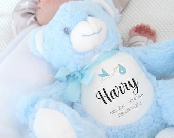 Personalised Birth Detail Baby Teddy Mini Baby Newborn Teddy Gifts Girls Boys Personalised Teddy Classic Teddy