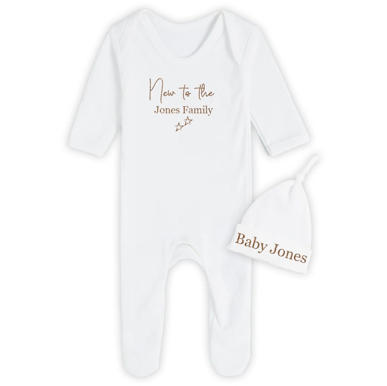 Personalised Hello World Baby Romper and Hat Hospital Outfit New Baby Gifts