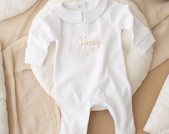 Personalised Hello World Baby Outfit - Personalised Hello World Classic Baby Grow -  Baby Outfit