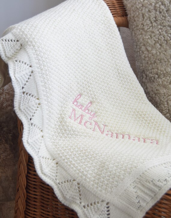 Personalised knitted baby blankets sale