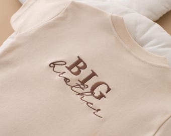 Embroidered Big Brother T-shirt - Baby Announcement Sweatshirt - Big Bro Top -  Older Sibling Baby Announcement- Big Brother