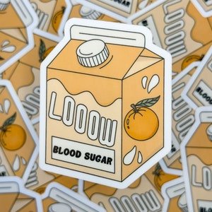 T1D Orange Juice Sticker, Diabetes Humor, Diabetes, Type 1, T1D, Type One Sticker, Diabetic