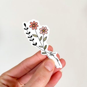 Pink Flowers T1D Awareness Sticker, Diabetes, Type 1, T1D, Type One Sticker, Diabetic, Kids Diabetes