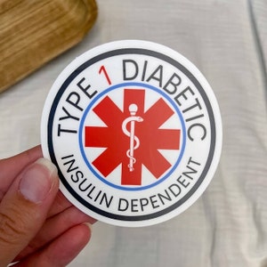T1D Medical Alert Standard Circle Sticker, Diabetes, Type 1, T1D, Type One Sticker, Diabetic, Kids Diabetes