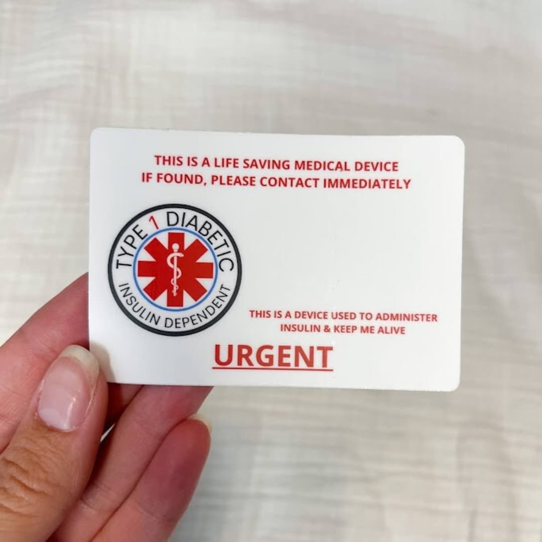 T1D Medical Alert Phone & PDM Information Sticker, Diabetes, Type 1