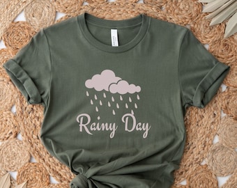 Aesthetic Cloudy Rainy Day Shirt, Rain Day Tee, Rain Lovers Gift, Rain Shirt, Cloud Graphic T-shirt, Cute Teacher Shirts, Unisex Clouds Top