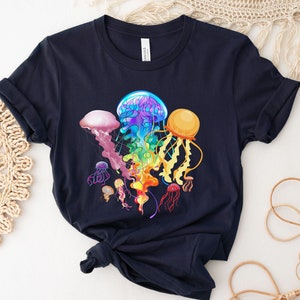 Cute Watercolor Jellyfish Shirt, Jelly Fish Mom Tshirt, Jellyfish Lover Tee, 70s Unisex Under The Sea Crewneck, Ocean Tshirt, Beach Clothing