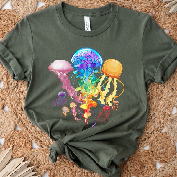 Aesthetic Watercolor Jellyfish Shirt, Jelly Fish Mom Tshirt, Jellyfish Lover Tee, 70s Unisex Under The Sea Crewneck, Ocean Tshirt, Beach Top