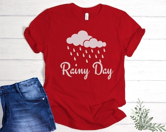 Aesthetic Cloudy Rainy Day Shirt, Rain Day Tee, Rain Lovers Gift, Rain Shirt, Cloud Graphic T-shirt, Cute Teacher Shirts, Oversize Up To 5XL