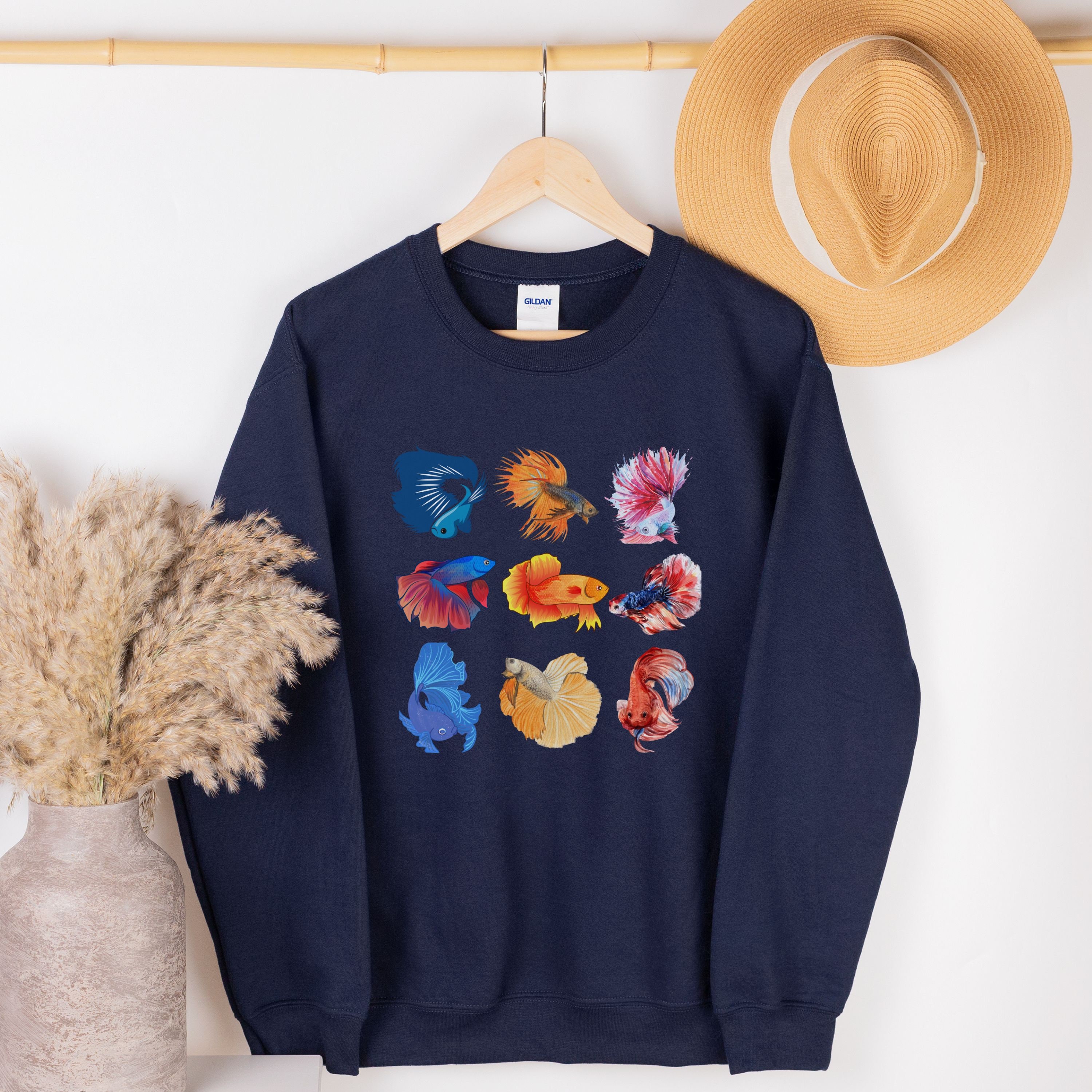 Watercolor Betta Fish Sweatshirt, Betta Fish Sweater, Siamese Fighting ...