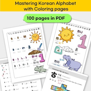 Mastering Korean Alphabet, Hangeul with Coloring Pages + How to Read Korean