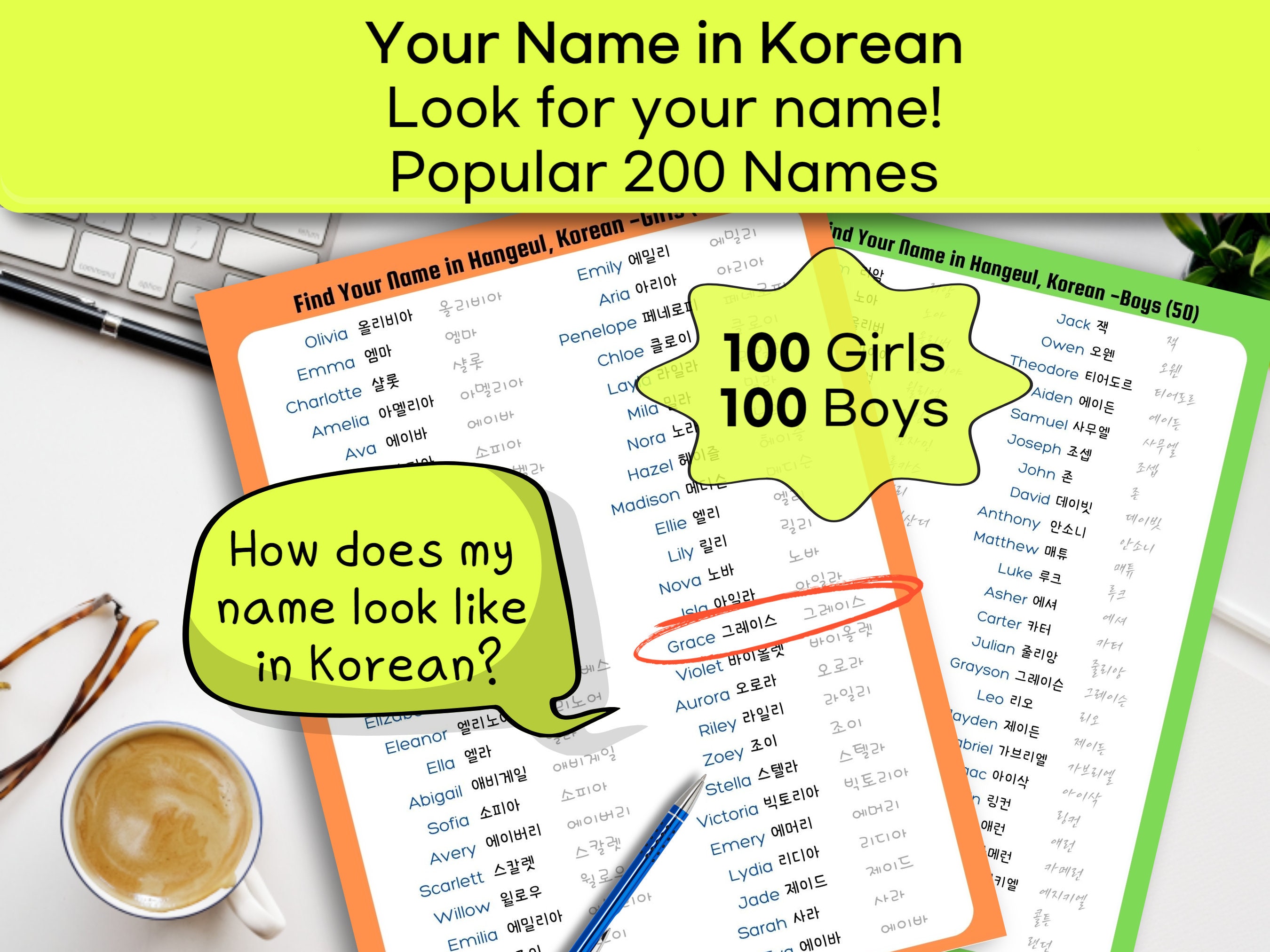 My Name in Korean / Popular Name 200 in Korean / How to Write My Name ...