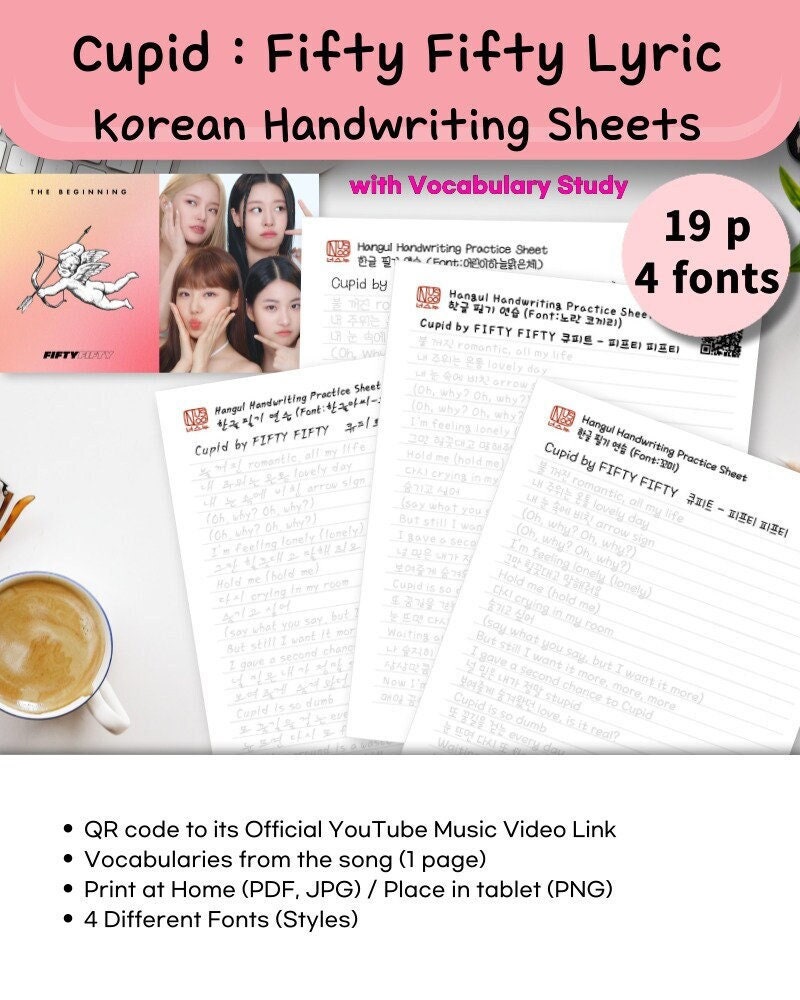 Neat Korean Handwriting Practice Sheets With Kpop Basic Etsy