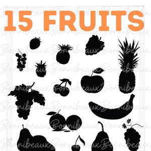 Bundle Fruits, SVG, PNG, Dxf, EPS, Instant Download, Digital Download, Clipart,Vector, Pear, Apple, Banana, Cherries, Strawberry, Grapes