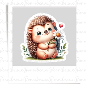 Sticker hérisson mignon, Sticker animal en vinyle, Sticker imperméable mat, cadeau d'anniversaire, journalisme, ordinateur portable, bouteille d'eau, étui pour téléphone, scrapbooking
