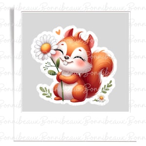 Sticker écureuil mignon, Sticker animal en vinyle, Sticker imperméable mat, Cadeau d'anniversaire, Journalisme, Ordinateur portable, Bouteille d'eau, Étui pour téléphone, Scrapbooking