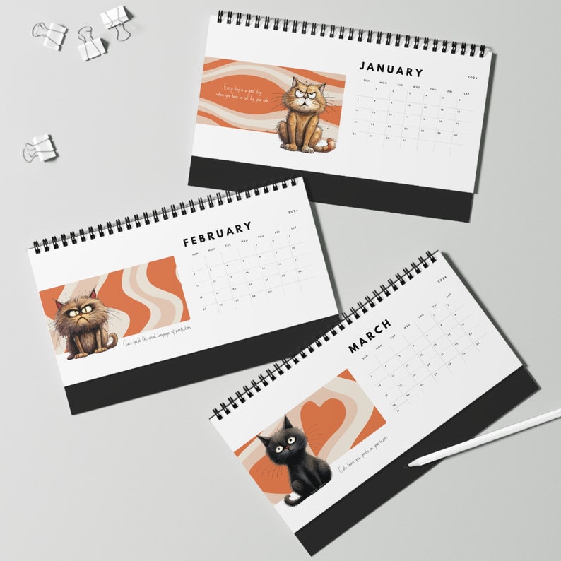 cute-cat-desk-calendar-cat-lover-gift-cat-mom-gift-2024-grid