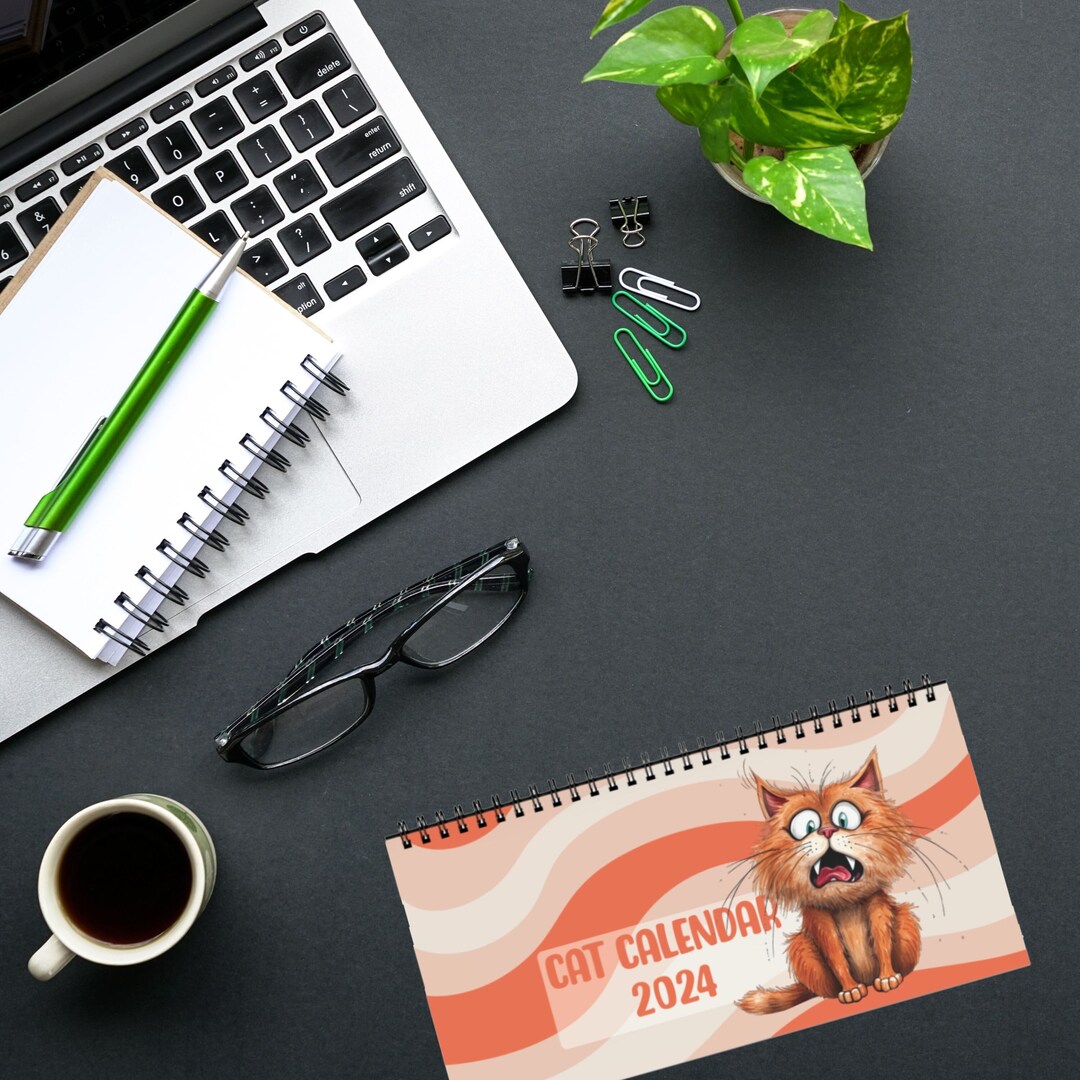 cute-cat-desk-calendar-cat-lover-gift-cat-mom-gift-2024-grid