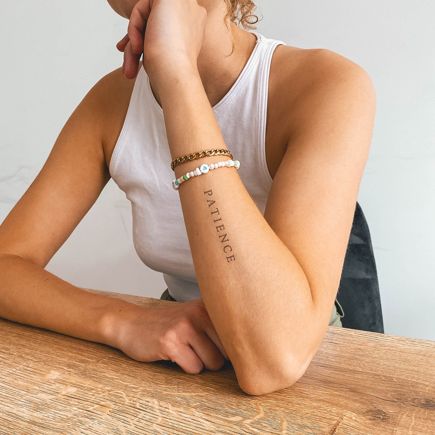 Patience Natural Temporary Tattoo 2 Week Tattoo Semi - Etsy Finland