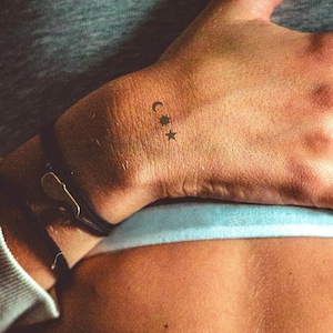 Sun Moon Star - Natural Temporary Tattoo | 2-week tattoo | Semi-permanent tattoos