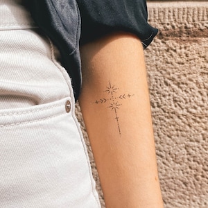 Star Cross - Natural Temporary Tattoo | 2-week tattoo | Semi-permanent tattoos