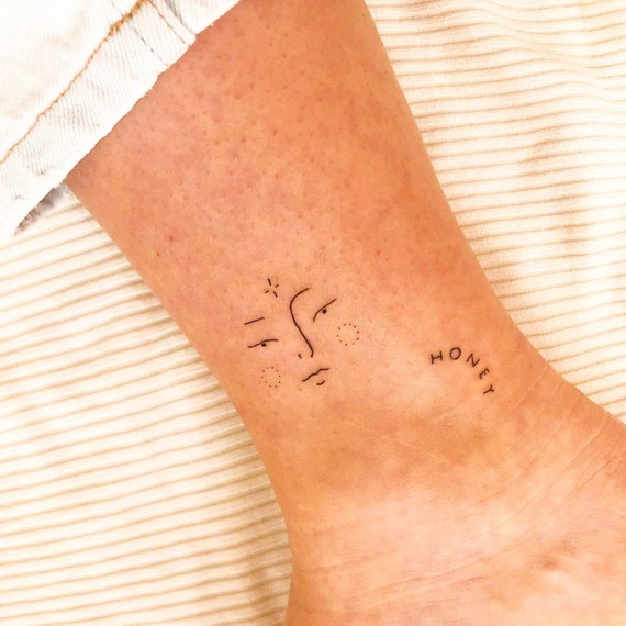 Face Natural Temporary Tattoo 2week Tattoo Semi Etsy