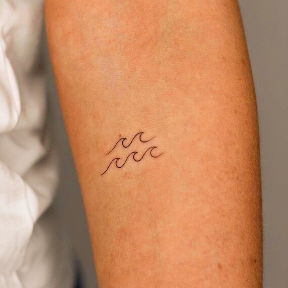 Double Wave Natural Temporary Tattoo 2-week Tattoo Semi - Etsy Double Wave Natural Temporary Tattoo 2-week Tattoo Semi - Etsy