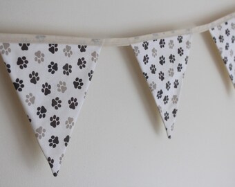 Paw Print Bunting: Dog Party Decor, Pet Room Garland,