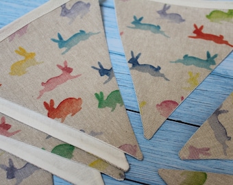 Fabric Bunny Bunting: Spring Nursery Decor, Easter Garland.