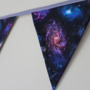 Galaxy fabric bunting, Handmade galaxy bunting, space bunting, space party bunting