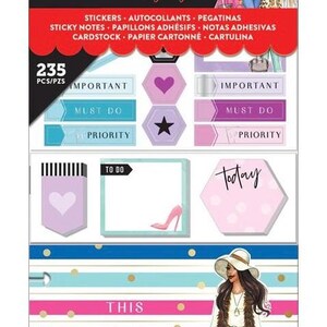 May include: A planner kit with stickers, sticky notes, and cardstock. The kit includes various shapes and colours, with text that says "Important", "Must Do", and "Priority". The kit also features the text "This is your year".