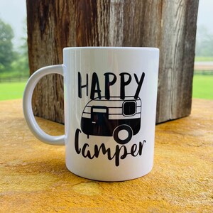 HAPPY CAMPER Coffee Mug 15oz (Black/White)