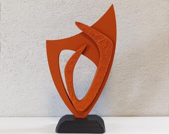 Modern Abstract Wood Sculpture: Concrete Texture Geometric Art