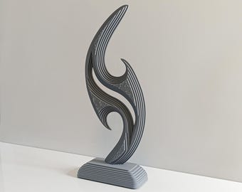 Modern Abstract Wood Sculpture: Concrete Texture MDF Art - Customizable