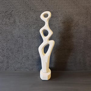 Modern Abstract Wood Sculpture: Geometric Minimalist Art