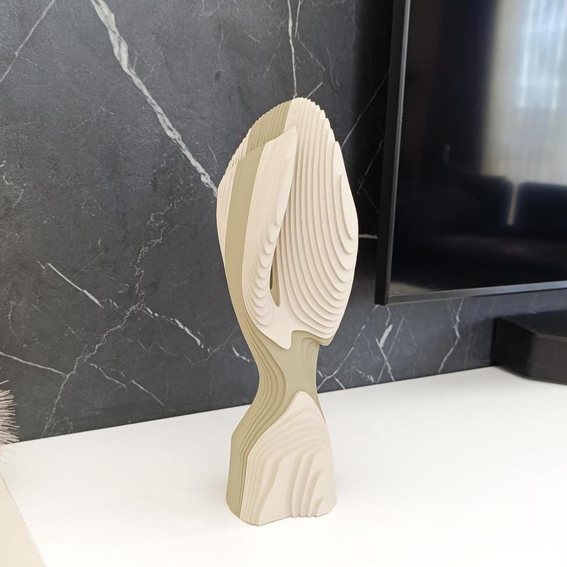 Modern Layered Abstract Sculpture, 3D Geometric Statue, Minimalist ...