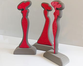 Handmade Abstract Woman Sculpture: Concrete Texture Wood Art